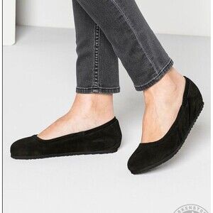 Birkenstock Celina Black Suede Hidden Wedge Ballet Flat Size EU 36